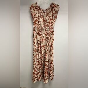 Old Navy Floral Maxi Dress in Rust, Brown and Cream